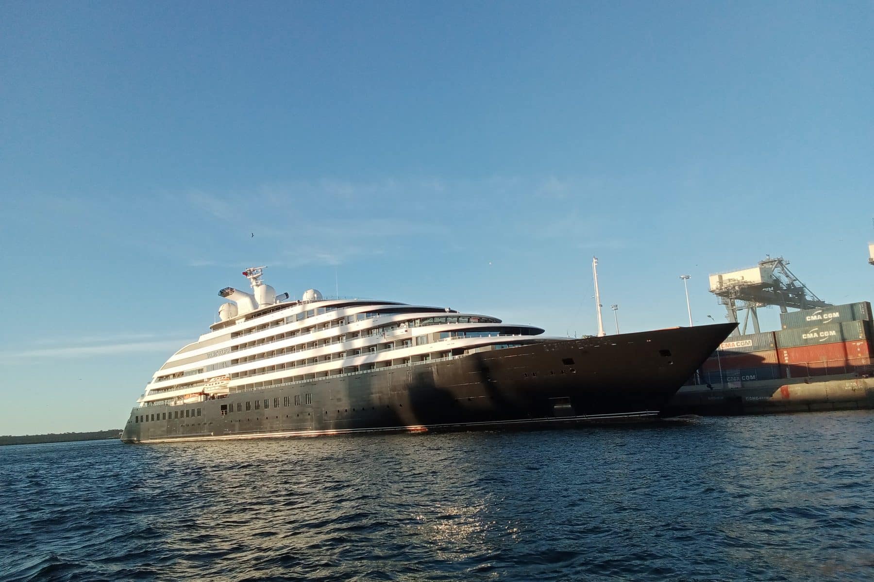Scenic Eclipse, the discovery yacht, alongside the quay