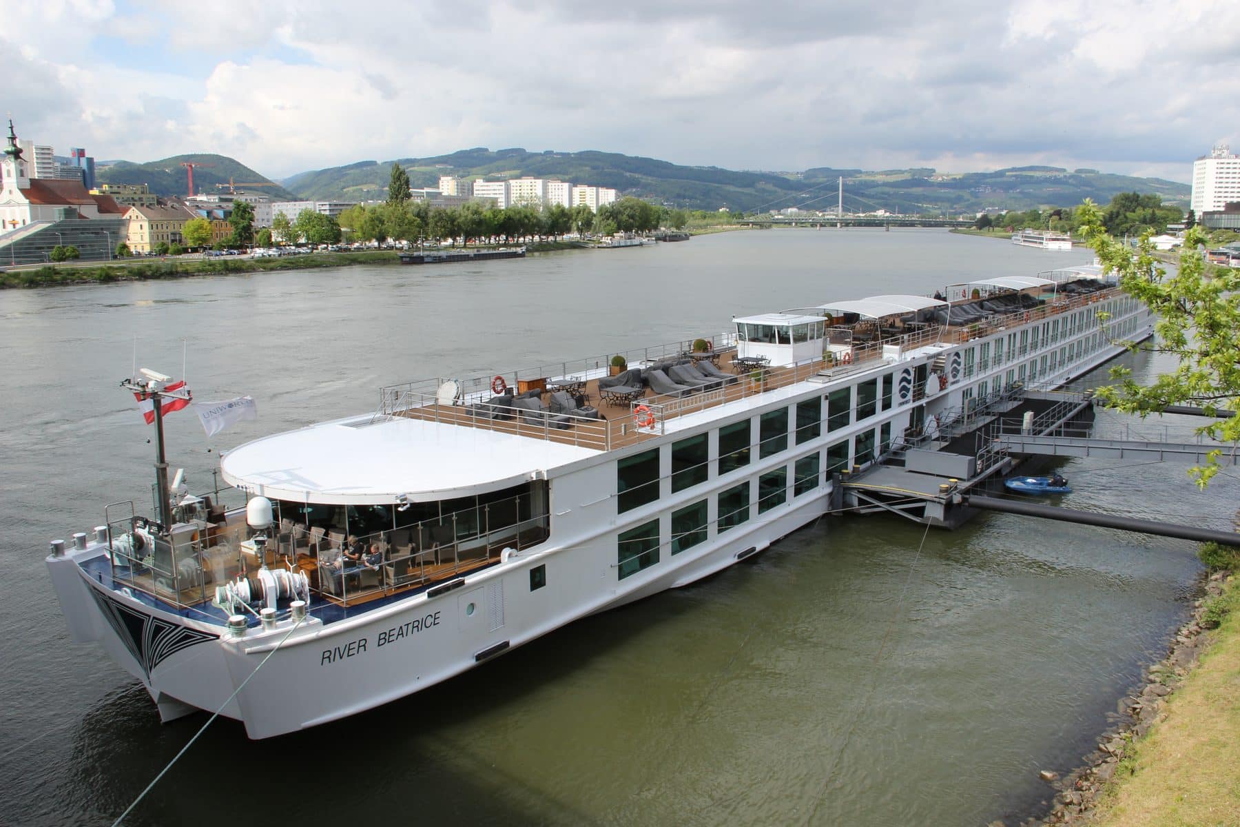 Uniworld's River Beatrice moored on the Danube