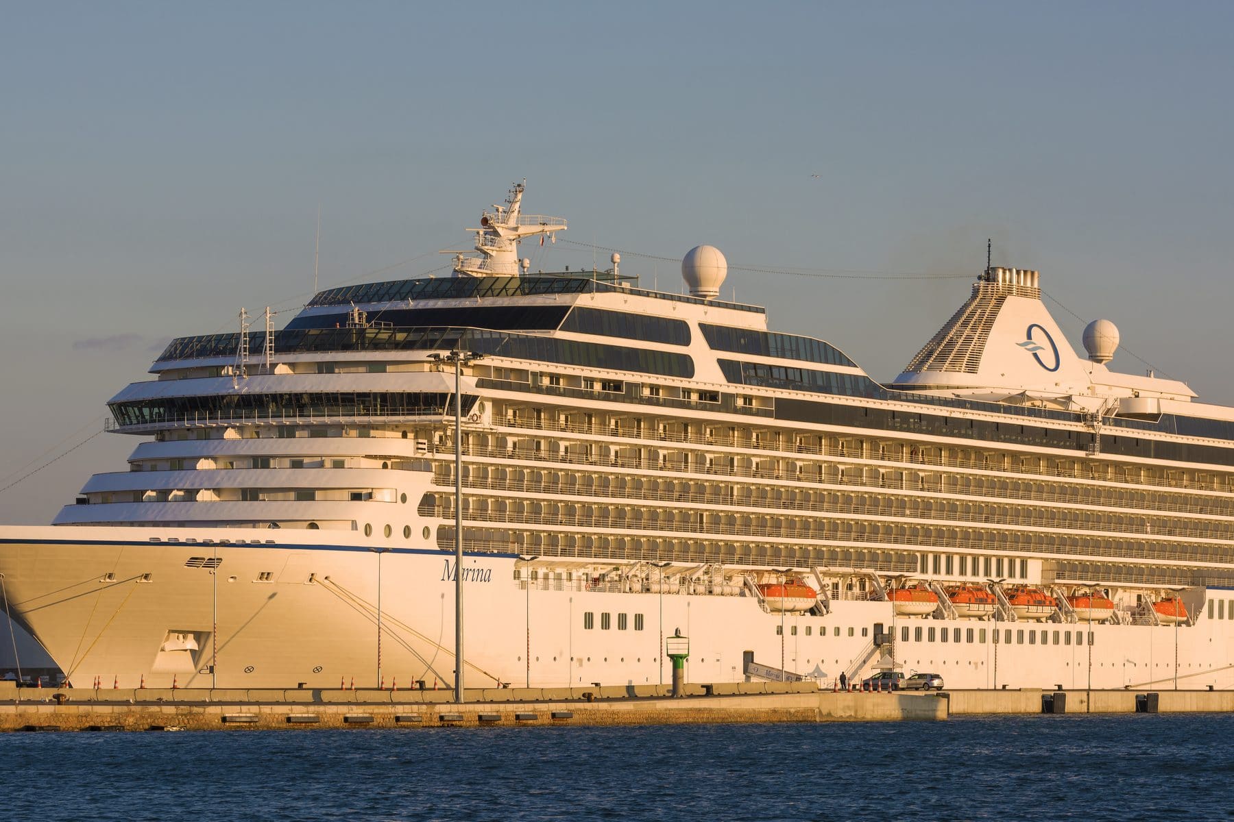 Oceania's Marina alongside at Sète in early light