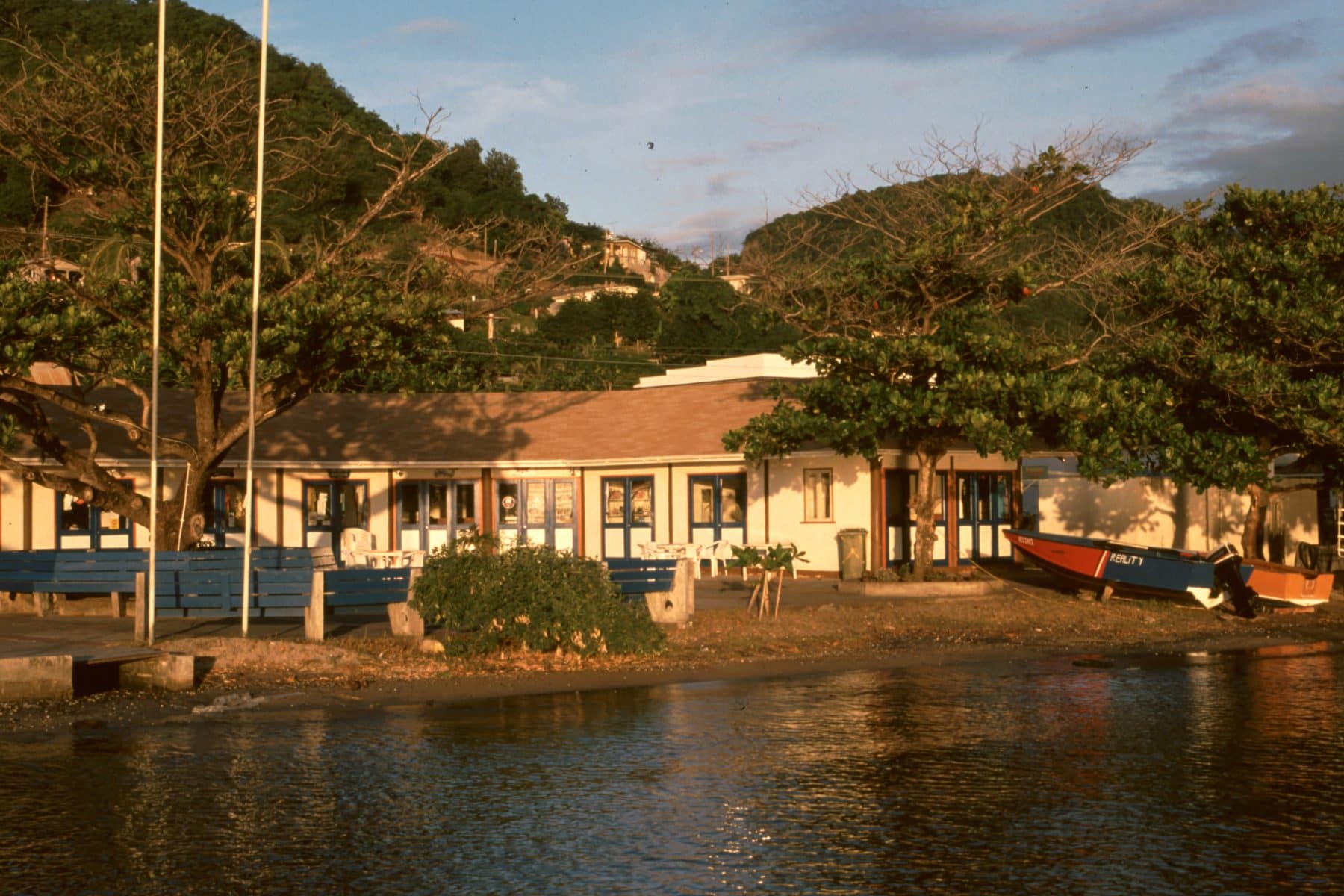 Friendship Beach on Bequia in the Grenadines, palms over a quiet bay