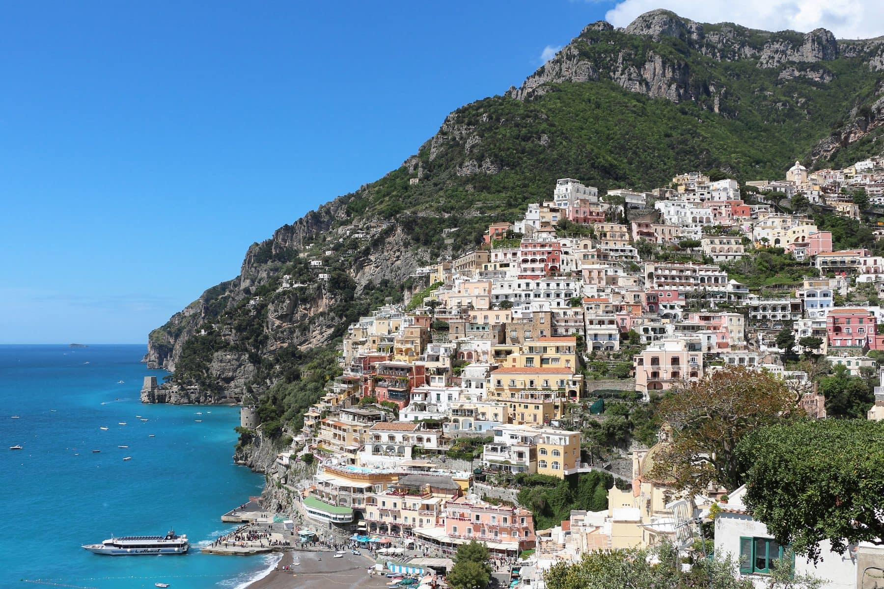 Positano stacked above the sea on the Amalfi coast