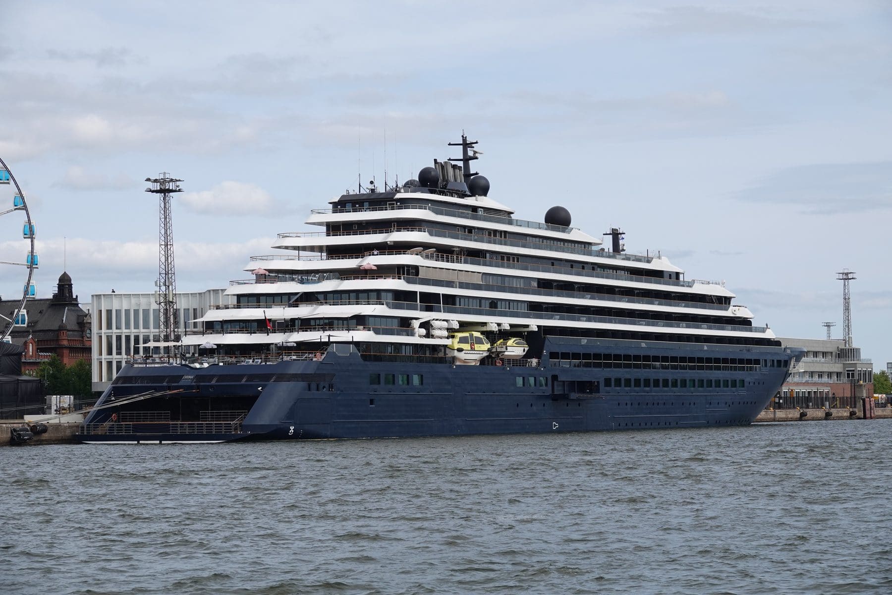 The Ritz-Carlton Yacht Collection's Evrima alongside at Katajanokka in Helsinki