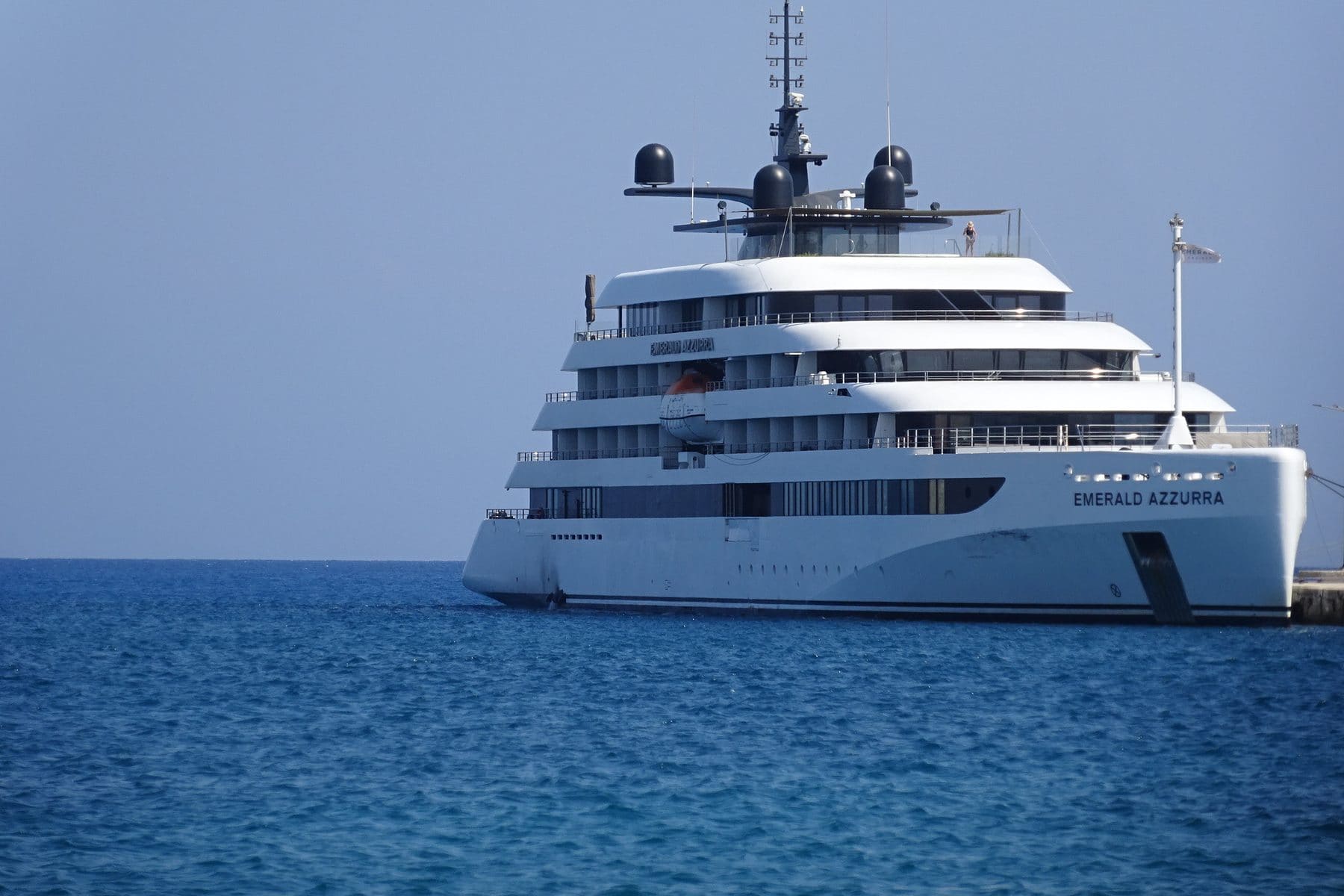 Emerald Cruises' yacht Emerald Azzurra moored at the quay in the port of Rhodes