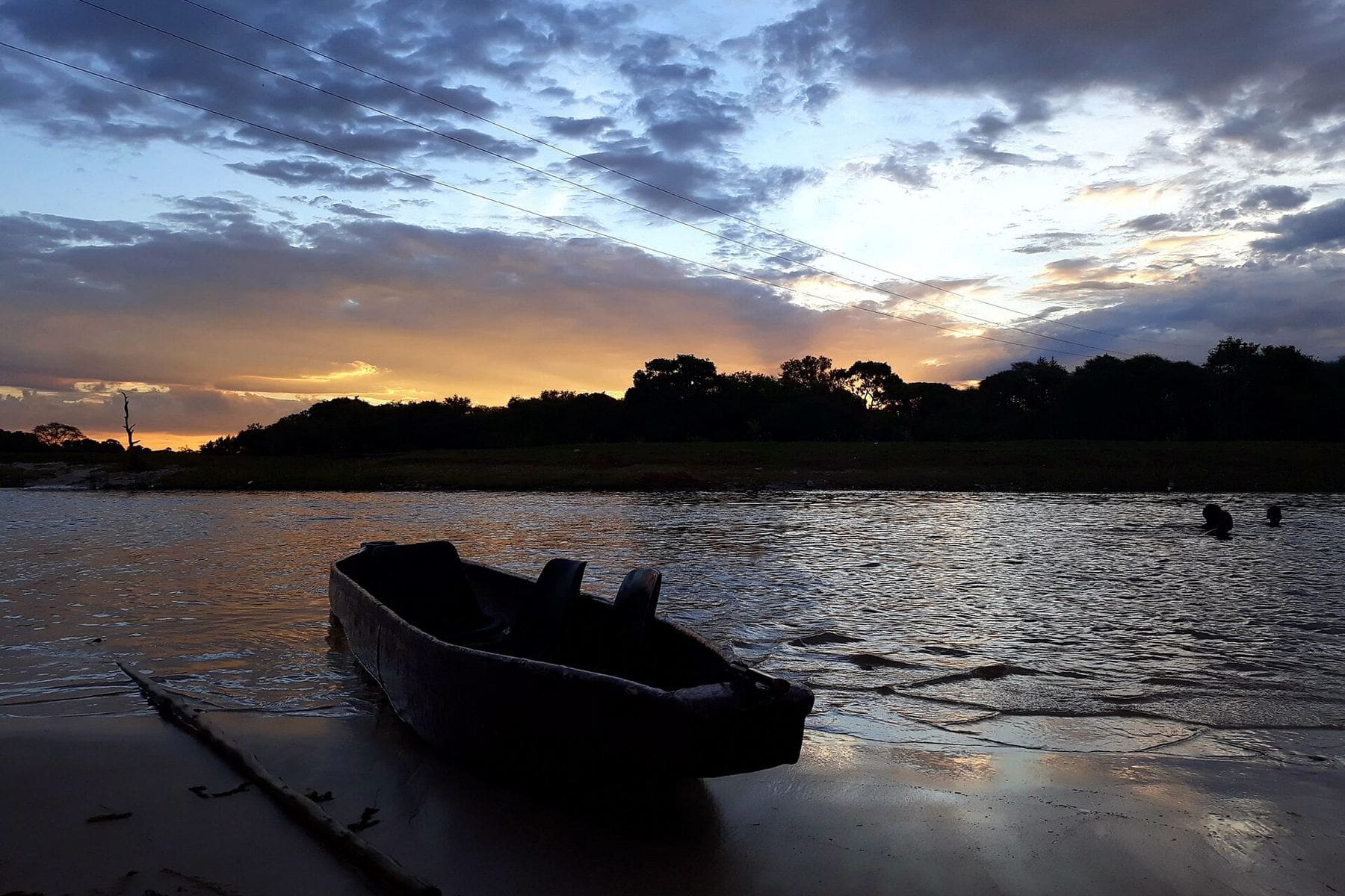 A mokoro gliding through Okavango Delta reeds