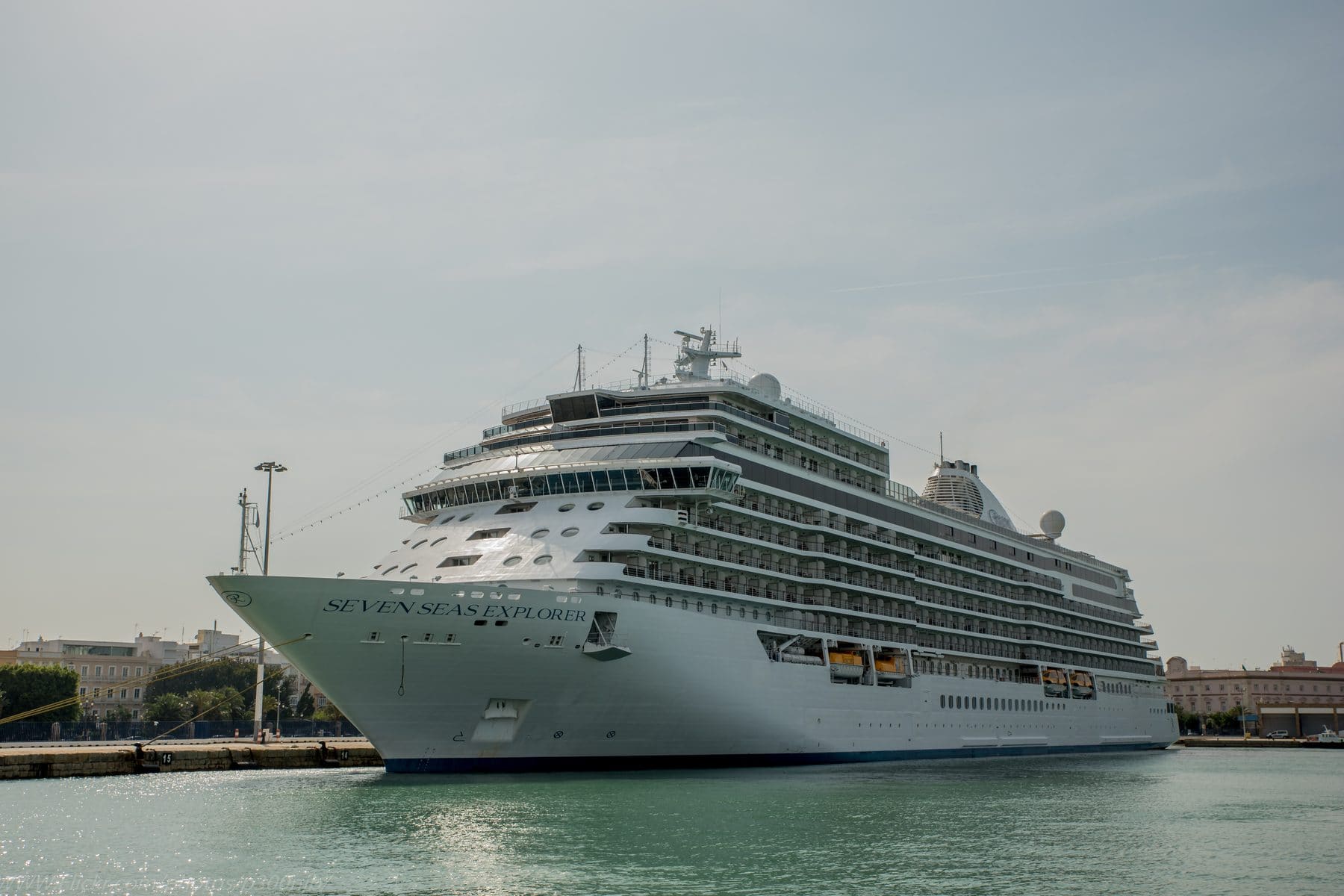 Seven Seas Explorer, Regent's all-suite ship, at the quay in Cádiz
