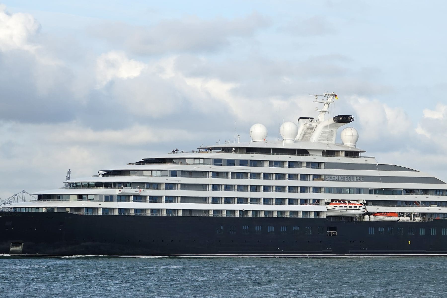 Scenic Eclipse, the discovery yacht, under way on open water