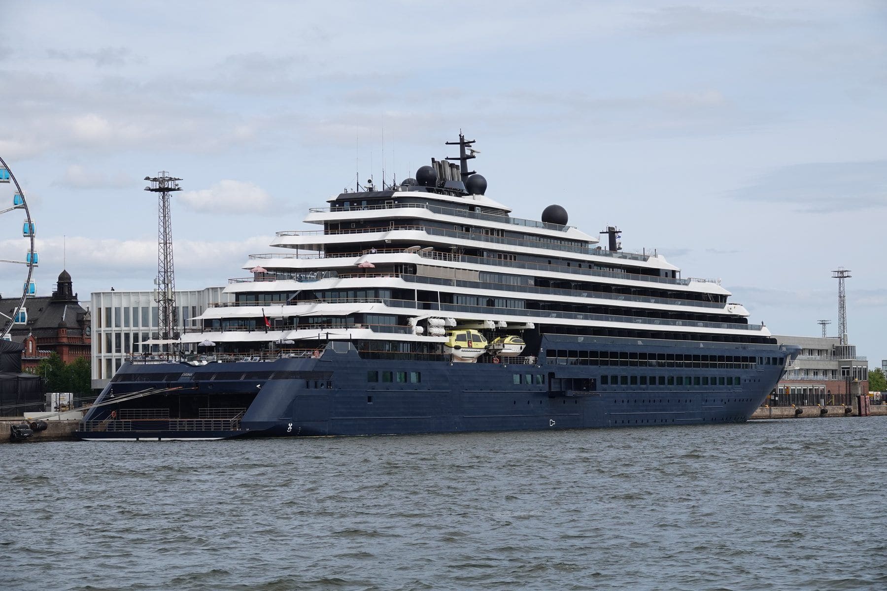 The Ritz-Carlton Yacht Collection's Evrima alongside at Katajanokka in Helsinki