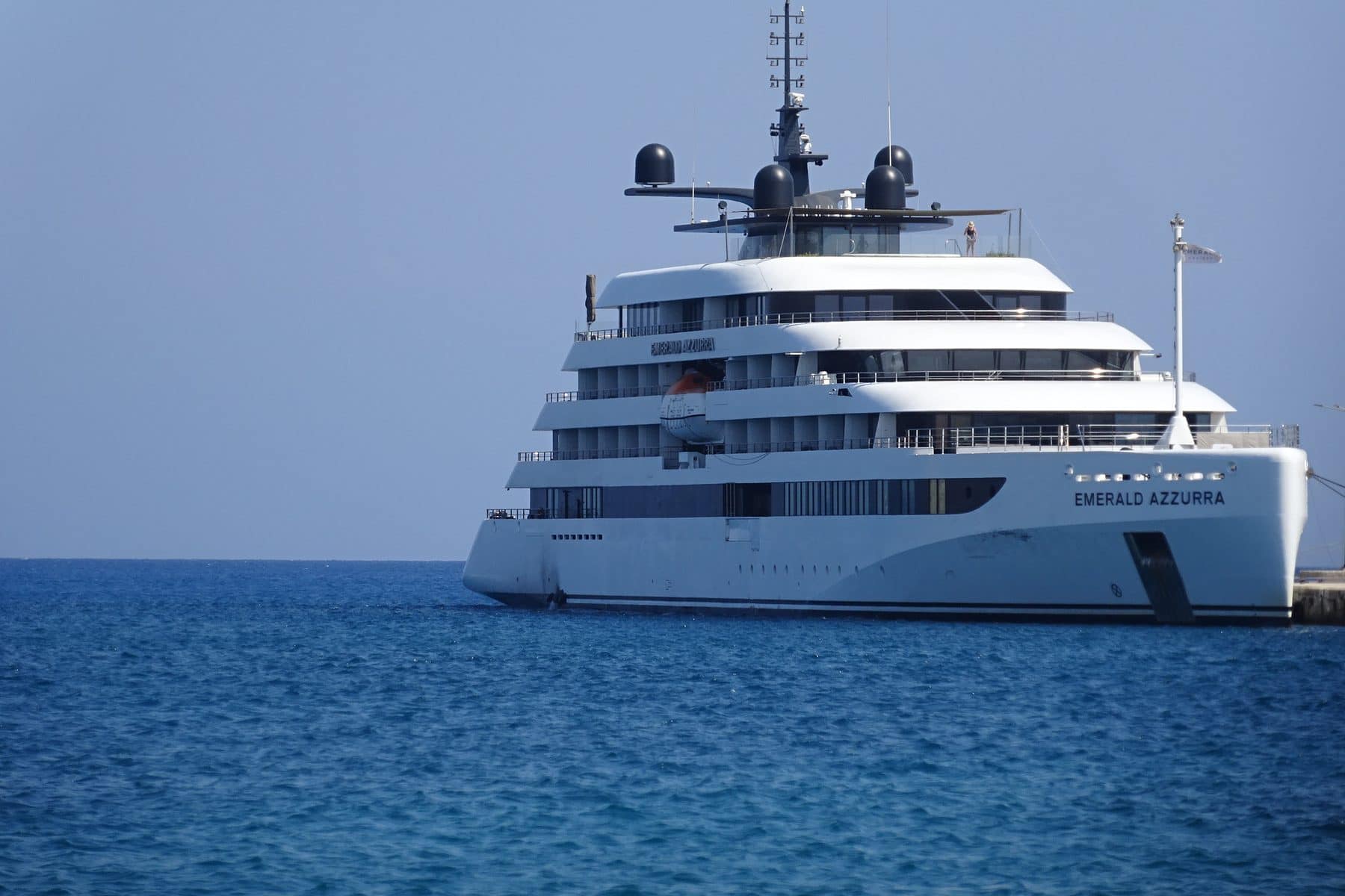 Emerald Cruises' yacht Emerald Azzurra moored at the quay in the port of Rhodes